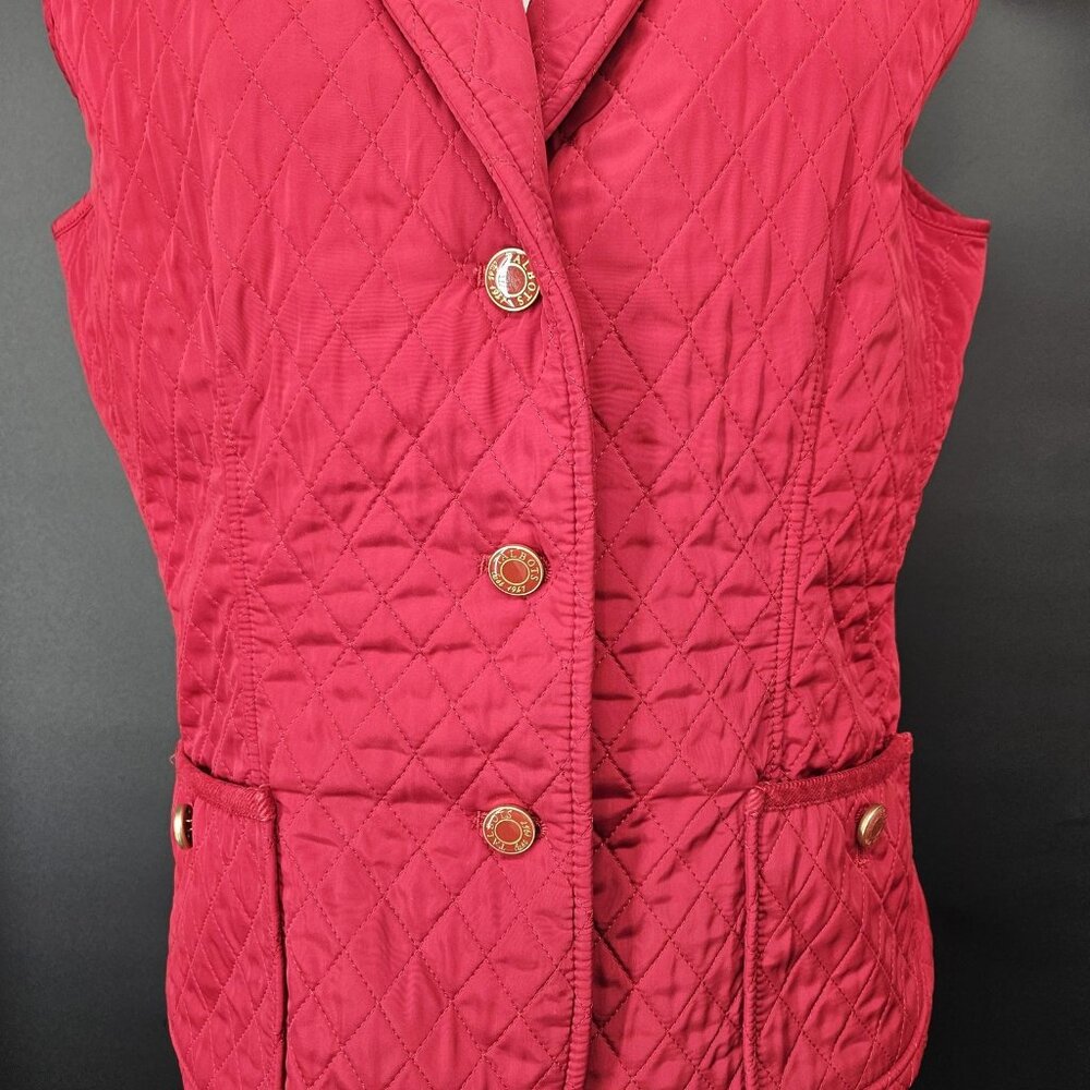 Talbots Vest Womens Medium Red Quilted Puffer Button Pockets Lined Warm Corduroy - Picture 4 of 14